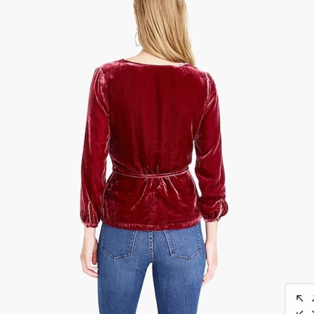 NWT J Crew velvet drape top with tie size 0 - Picture 4 of 4